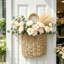 Seagrass suspendu panier de décoration murale de porte d'entrée, panier de rangement mural tissé à la main pour la cuisine de la salle de bain, vestibule, organisateur léger pour les petites plantes et le courrier