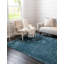 Tapis à poils longs en polyester de couleur unie bleu tissé à la machine Almodovar-808949415