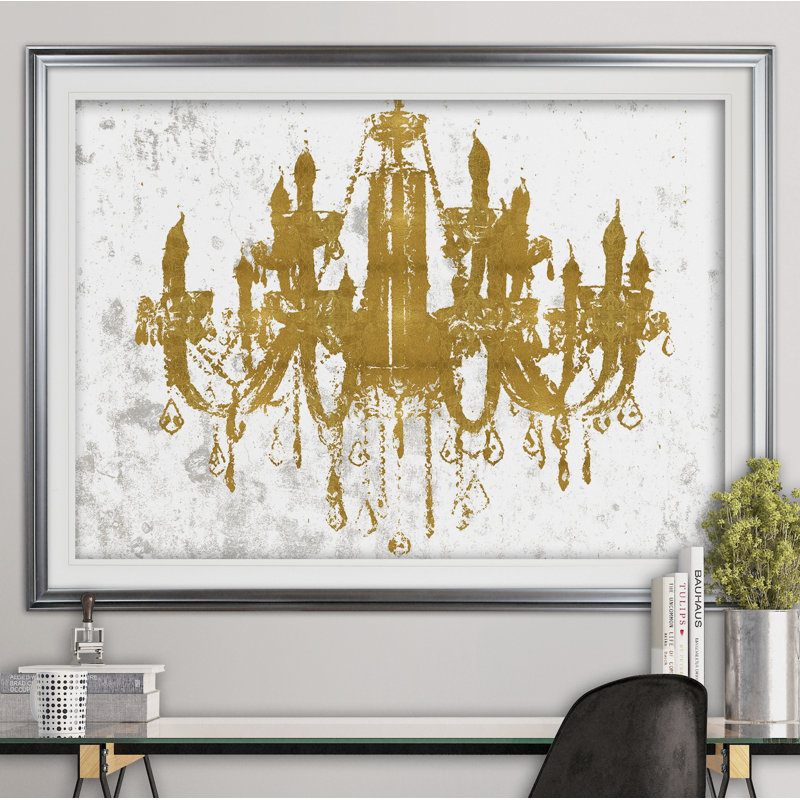 Lustre champagne champagne doré, Argent, H 30 po x l 40 po x P 1,5 po
