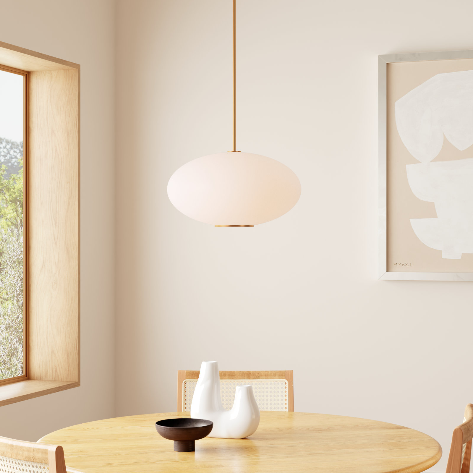 Illusion Dimmable Single Light Pendant, Aged Brass, 3500K