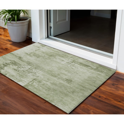 Tapis extérieur lavable abstrait vert olive 3 pi x 5 pi