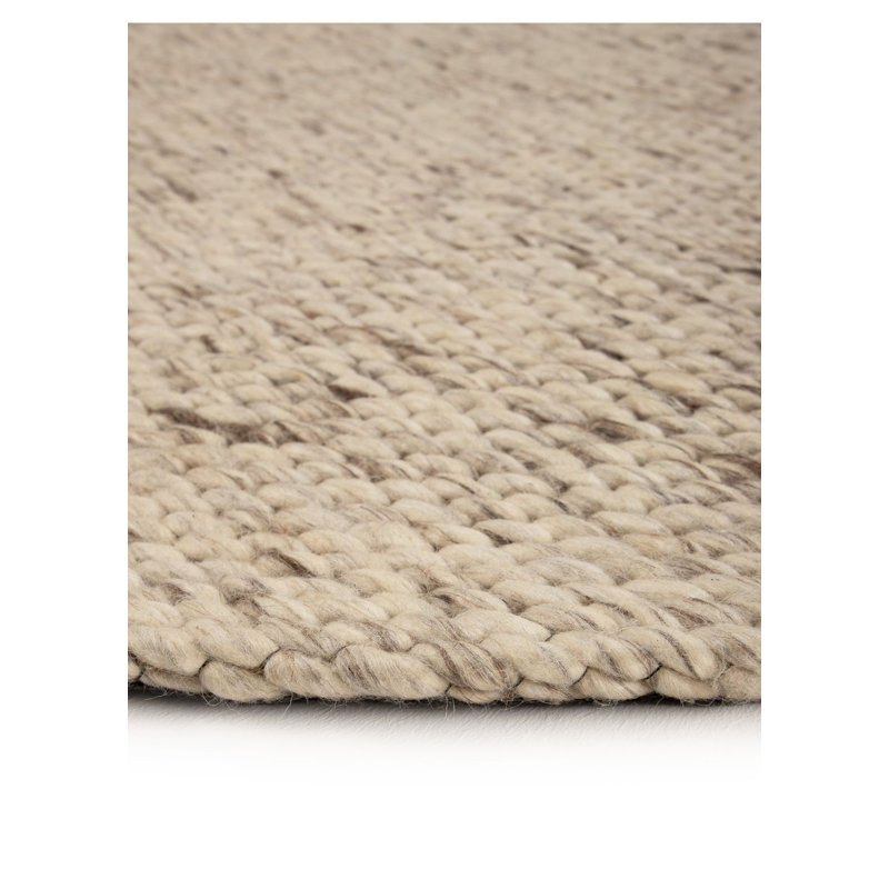 Handgefertigter Wollteppich aus in Hellgrau melier Hand Loomed Wool Mottled light grey Indoor Rug, Round 120cm