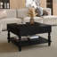 Table basse carrée à plateau relevable cannelé avec rangement caché et ouvert, mécanisme hydraulique, pieds rétro pour un salon polyvalent-1311148394