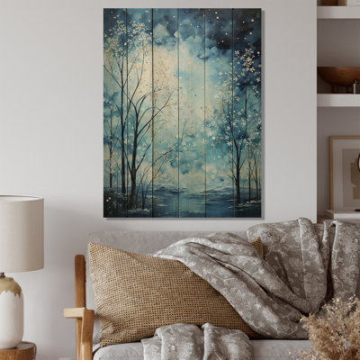 Photo de rêverie sur fond bleu et blanc sur bois