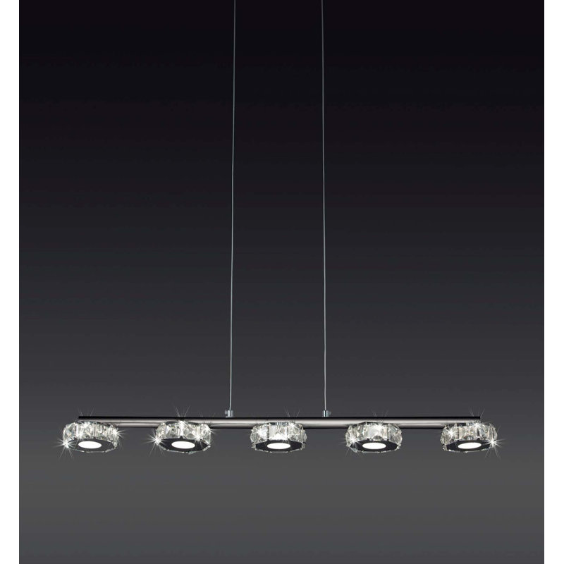 Luminaire suspendu linéaire pour îlot de cuisine 5 lumières Guice