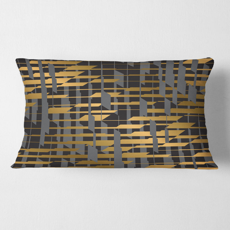 Coussin doré à motif damier I - Mid-Century