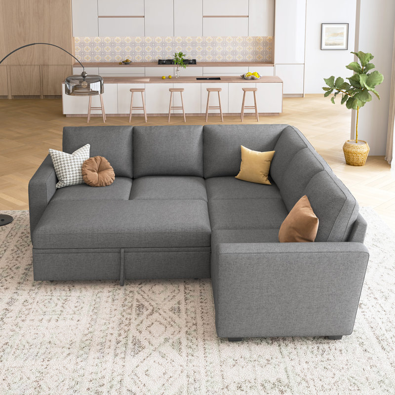 Canapé-lit modulaire Niyona, Polyester gris