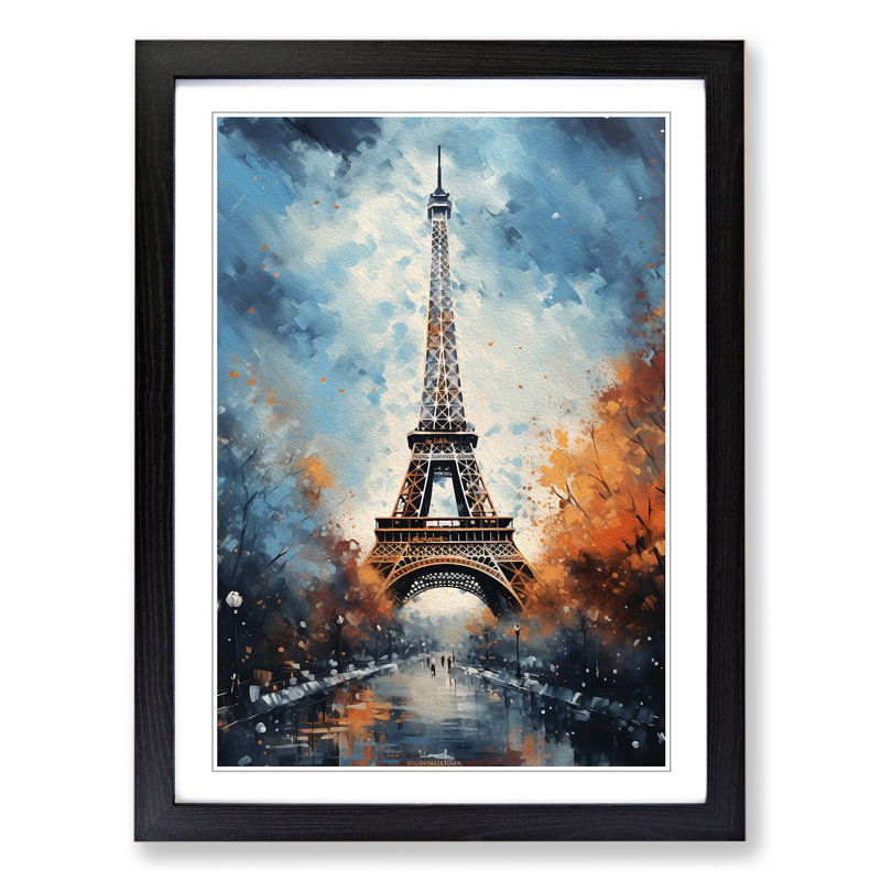 Eiffel Tower Modern - Framed Print, 34" H x 25" W x 2" D, Black