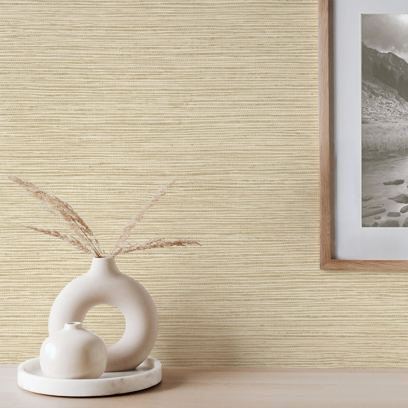 Aluta Neutral Plain Wallpaper, Natural