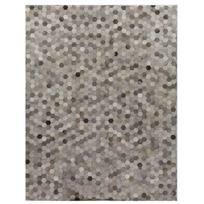 Natural Hide Cowhide Geometric Area Rug in Gray/Beige/Brown, Rectangle 8' x 11'