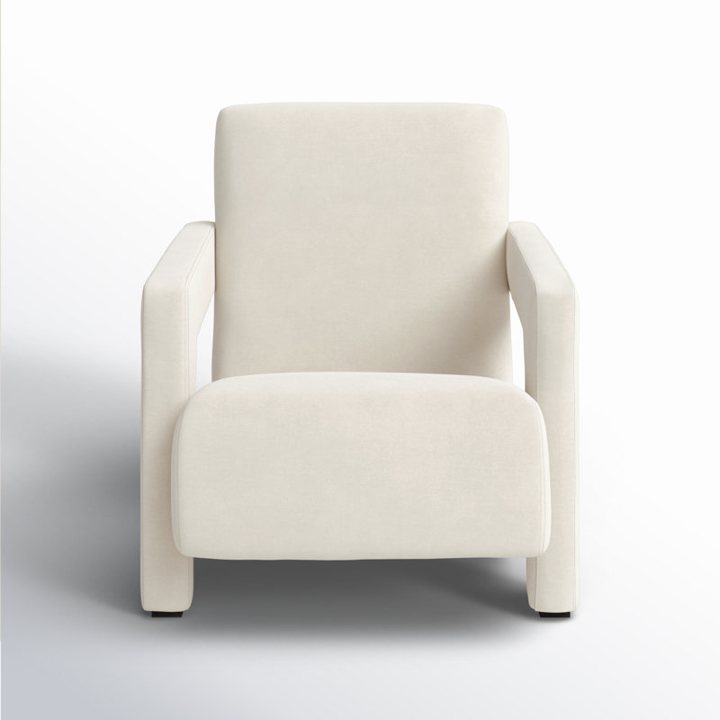 Olsen Modern Accent Chair, Ivory Velvet