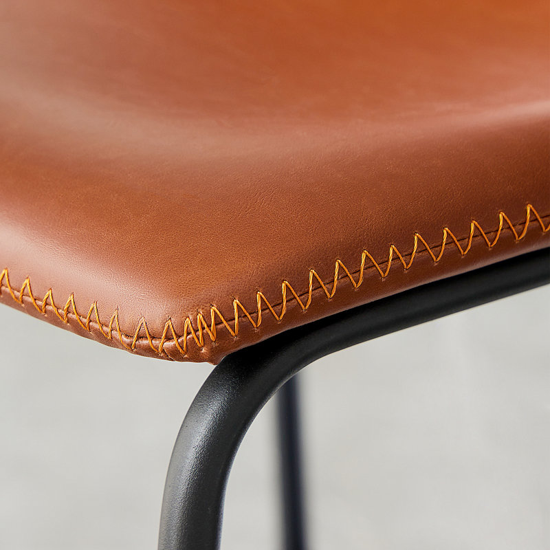 Modern Upholstered Dining Stool, Brown, 2 Pieces, Bar Stool (29" Seat Height)