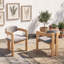 Ensemble de 2 fauteuils de salle à manger d'extérieur en bois massif avec coussins, dossiers courbés et pieds réglables