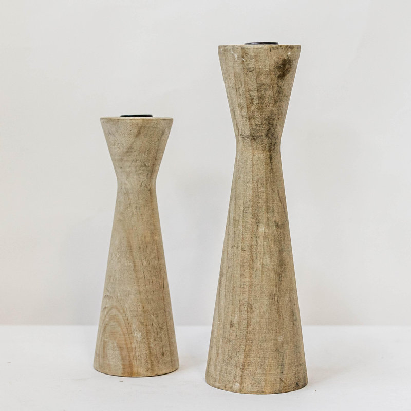 Grand porte-bougie en bois, H 9 po x l 3,25 po x P 3,25 po