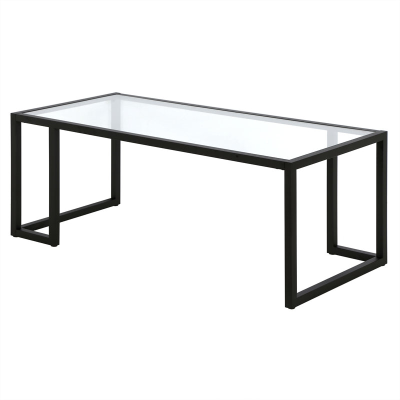 Oscar 45" Glass And Steel Coffee Table, Blackened Bronze