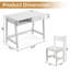Ensemble de bureau et de chaise pour enfants à hauteur réglable, table d'étude pour enfants en bois massif avec tiroir de rangement et compartiment ouvert, poste d'écriture blanc pour tout-petit pour chambre à coucher