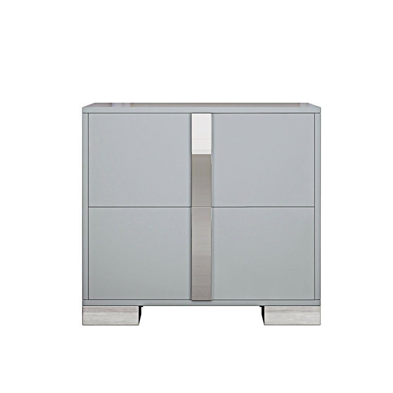 Table de chevet avec tiroirs Miroir, Gris