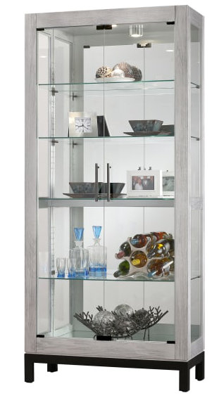 Quinn Lighted Curio Cabinet, Silver Finish