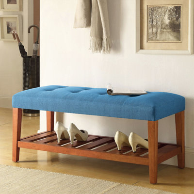 Banc rembourré en tissu avec rangement ouvert