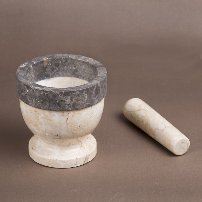 Mortier et pilon en marbre deux tons Creative Home, H 5,75 po x l 5,9 po x P 5,9 po