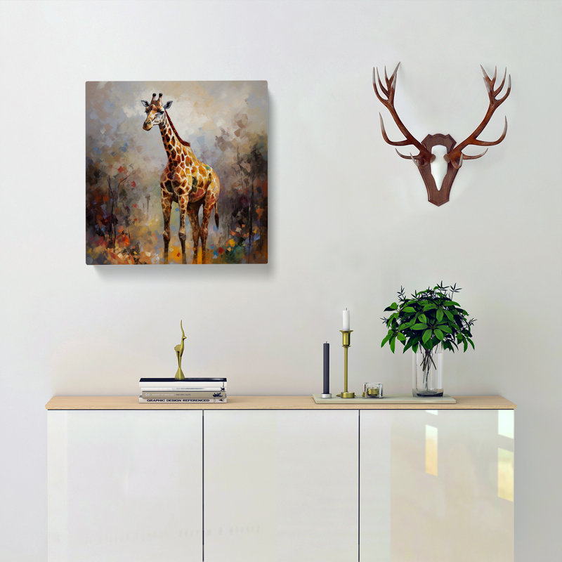 Giraffe Post-Impressionism - Wrapped Canvas, 35cm H x 35cm W x 3cm D