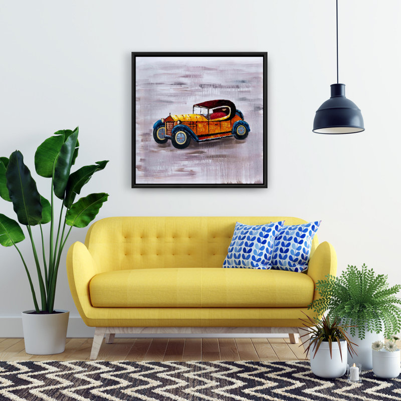 Reproduction de voiture jouet jaune sur toile