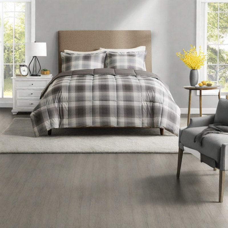 Ensemble de literie en microfibre douce, motif écossais multicolore pour un style chalet confortable
