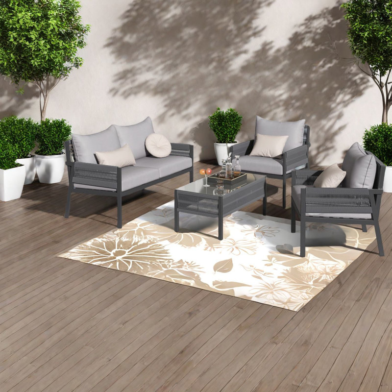 Ensembles de salle à manger en corde de qualité supérieure, design bohème moderne pour balcon dans la cour arrière