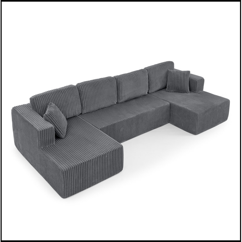 U shape Modular Sectional Sofa, Minimalist Modular Sectional Sofa Set, Gray