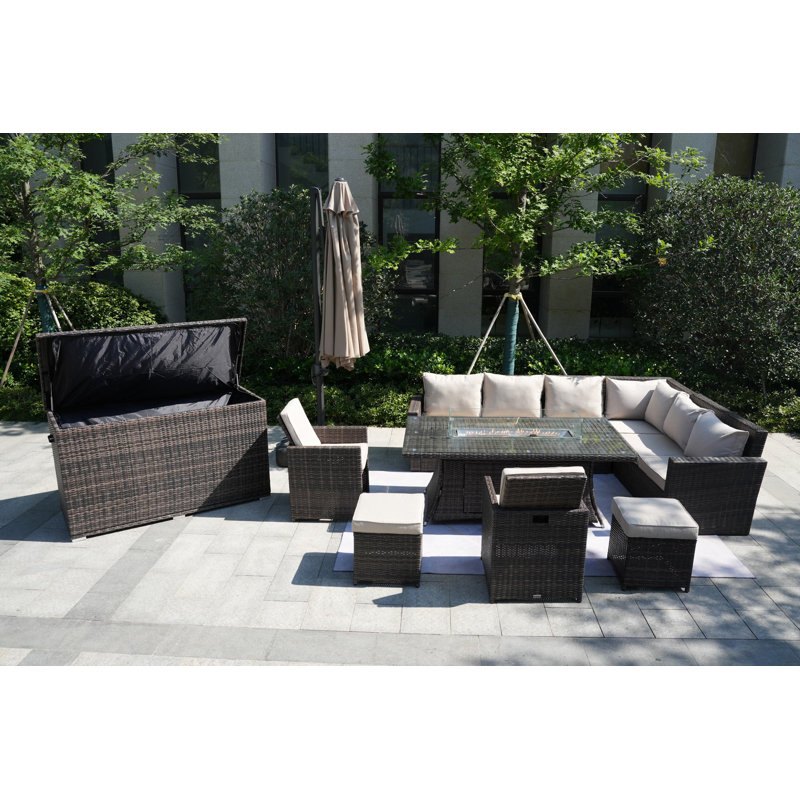 10 - Person Patio Conversation Set with Cushions