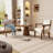 Set Of 2 Beige Suede Cushioned Solid Wood Armchairs
