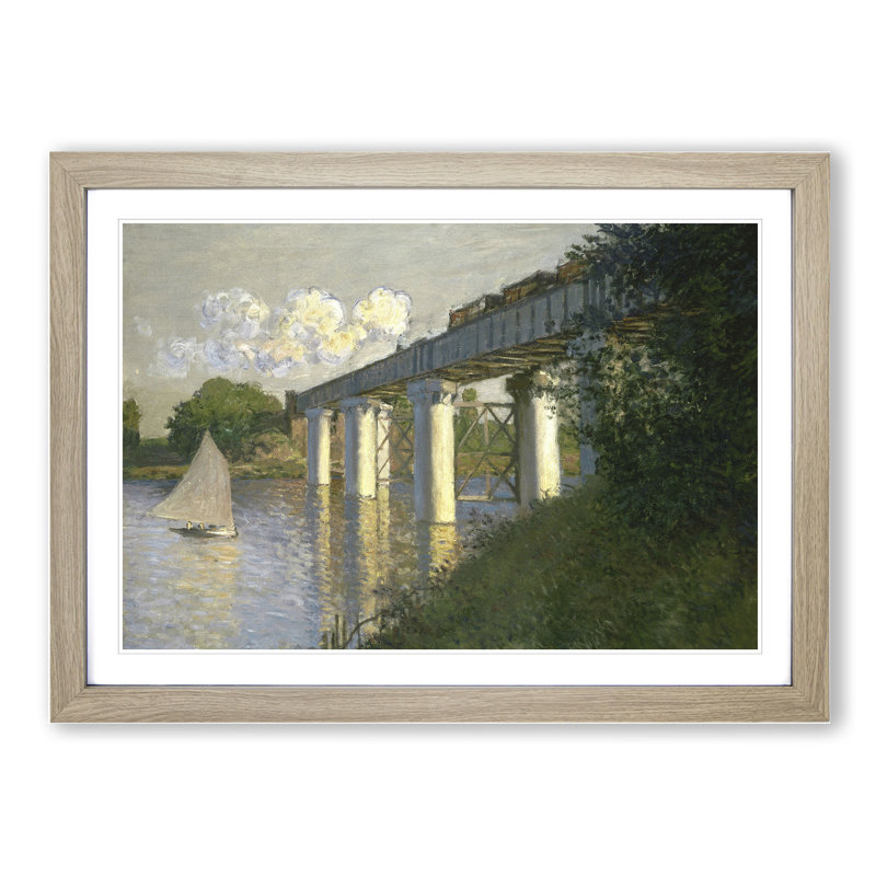 Railroad Bridge, Argenteuil by Claude Monet - Picture Frame Painting, 36cm H x 48cm W x 2cm D, Oak Framed