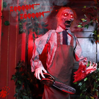  Halloween 5.7ft Life Size Animatronic Standing Prop with Glowing Red Eye