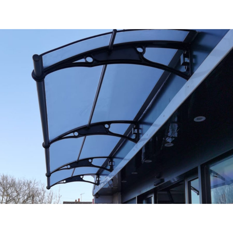 Merryville 4m Width x 1m Depth Door Canopy Black-Bracket Clear-Sheet