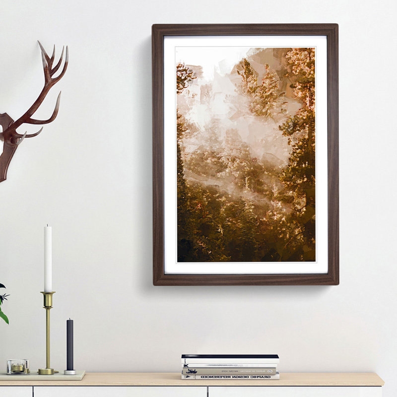 Light Through the Forest in Abstract - Picture Frame Graphic Art Print, 48cm H x 36cm W x 2cm D, Walnut Framed