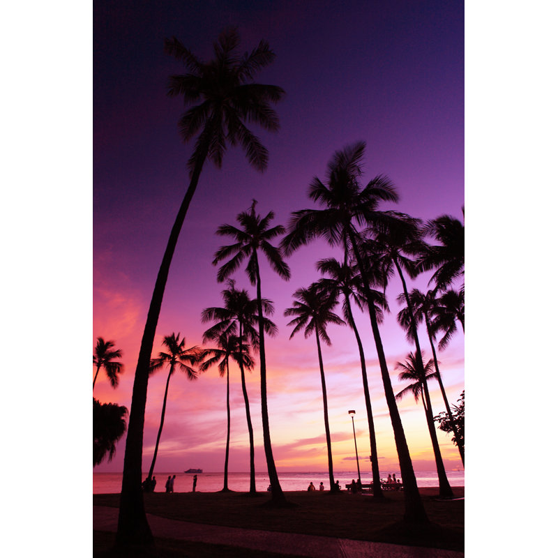 Waikiki Beach, Sunset by EarthScapeImageGraphy - Wrapped Canvas Print, 46cm H x 30cm W x 3.8cm D