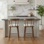Tabouret de comptoir rembourré beige en bois de style Windsor-1355048952-1355048954