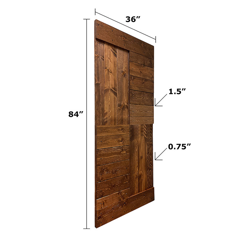 Multicolor Textured Solid Wood Sliding Barn Door Slab