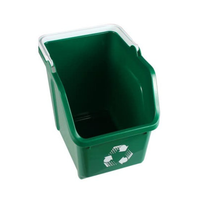 Les bacs de recyclage empilables de 6 gallons Sturdy Essentials construisent votre centre de recyclage pour les maisons, les garages et les bureaux en plastique recyclé à 100% et avec poignée de transport - (vert, paquet de 1)