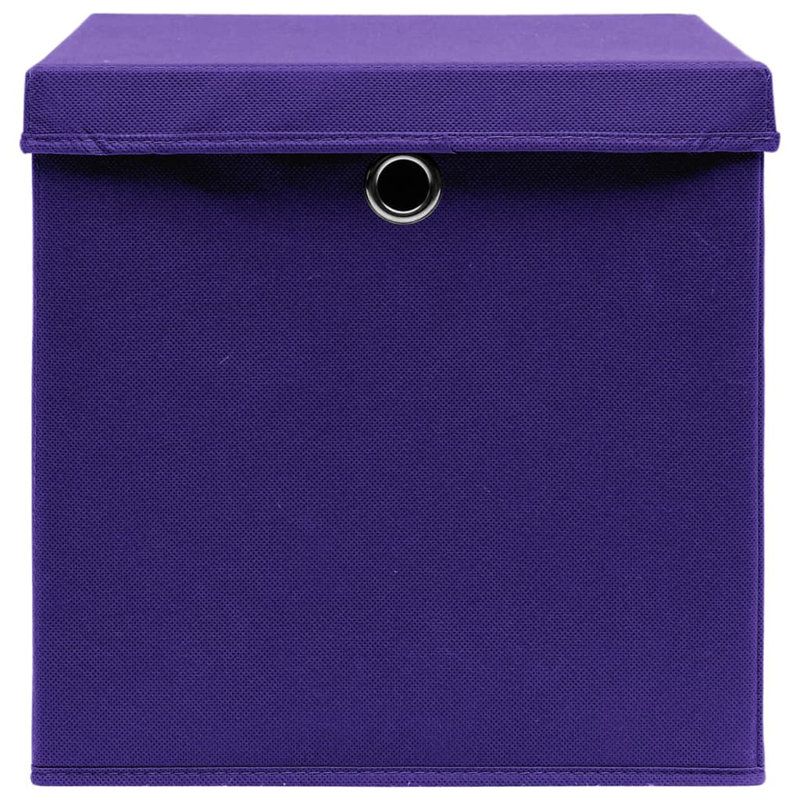 Storage Boxes with Lids Fabric, 28cm H x 28cm W x 28cm D, Purple