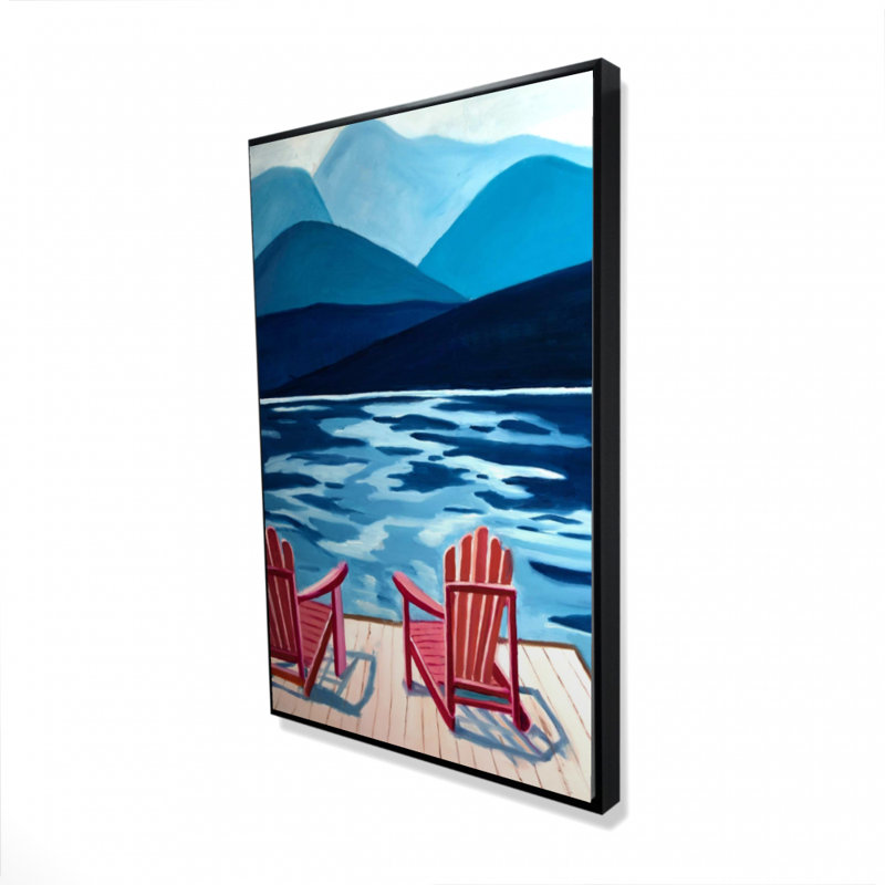 " Lake, Dock, Mountains & Chairs "
