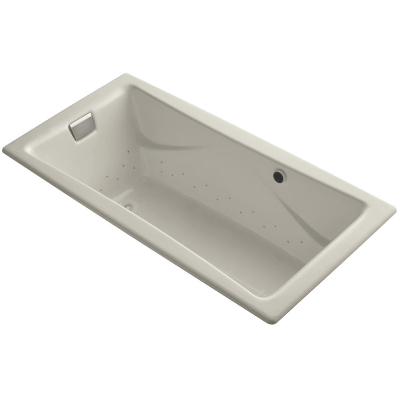 Baignoire à balnéo Tea for Two Bubblemassage 183 x 91 cm, Banc de sable, Nickel brossé