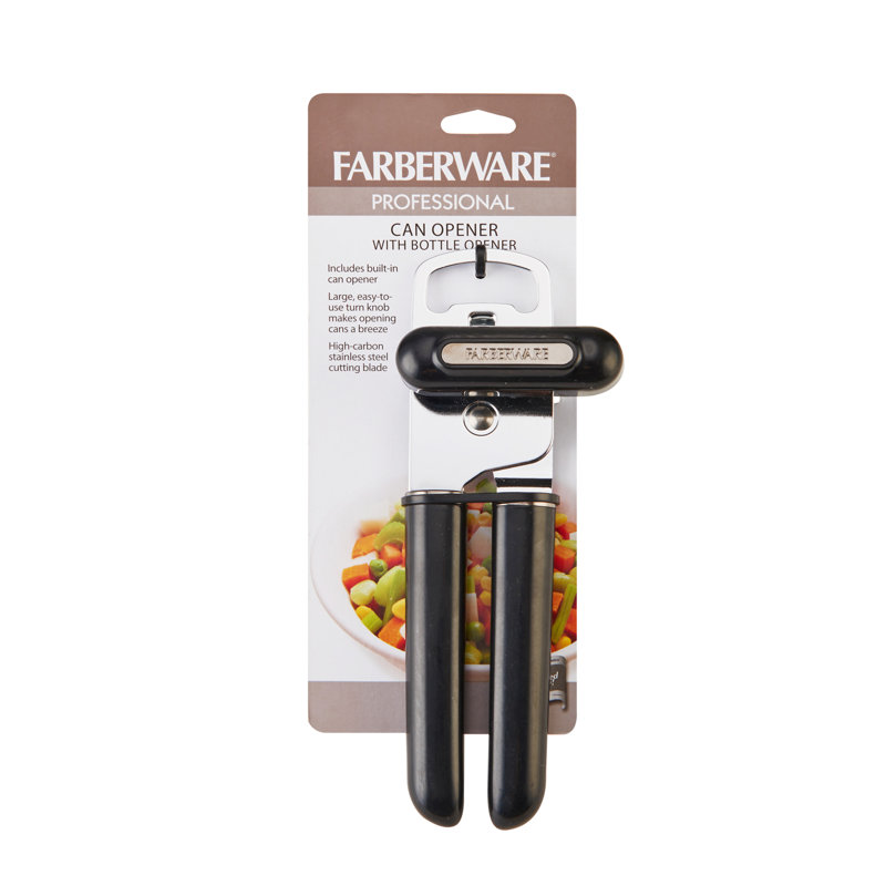 Black Ergonomic Stainless Steel Can and Bottle Opener