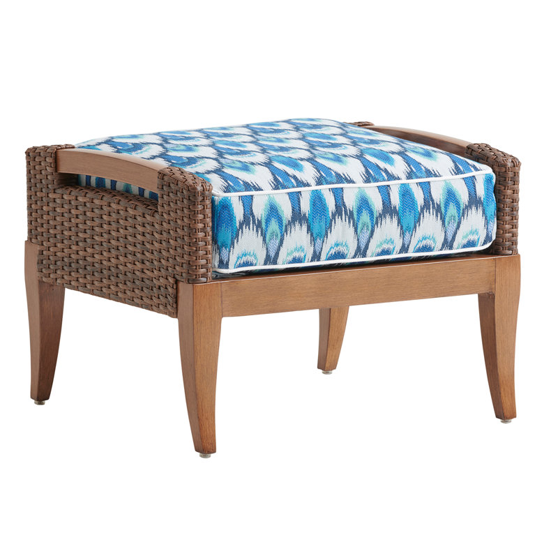Harbor Isle Ottoman, Blue/White
