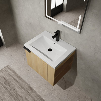 Ensemble de meuble-lavabo de salle de bain 24 po pour grand espace, ensemble d'armoires de salle de bain moderne, ensemble d'armoires de lavabo de salle de bain, chêne (composable)