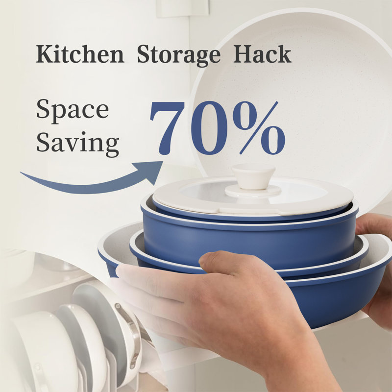 Kechai5 11 - Piece Non-Stick Aluminum Cookware Set, Blue