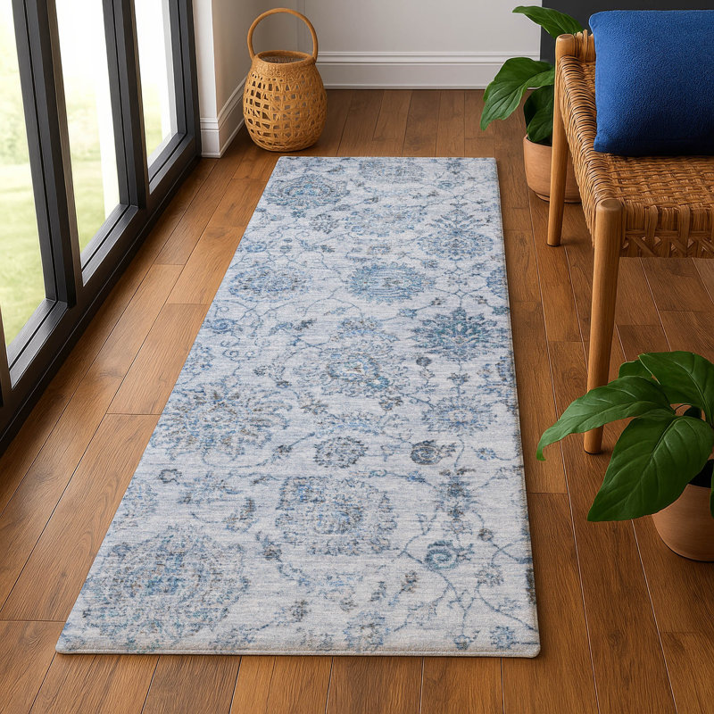 Premium Machine Washable Mayfield AMF1833 Damask Rug, Runner 2'3" x 7'6"