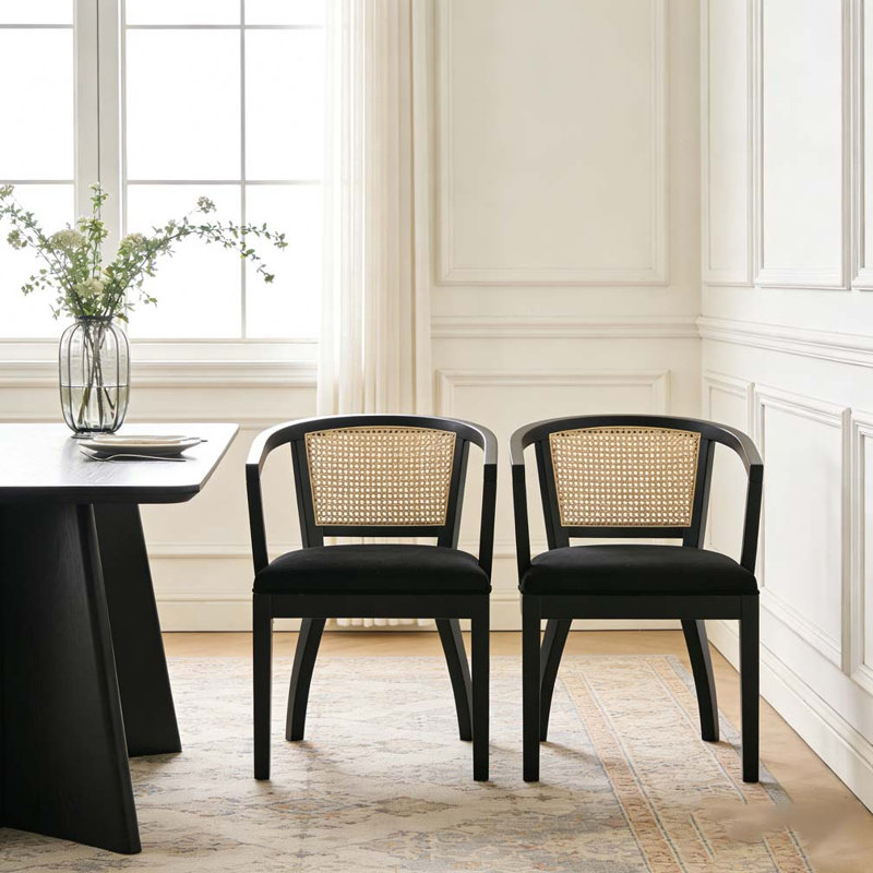 Chaise avec accoudoirs de salle à manger, Noir