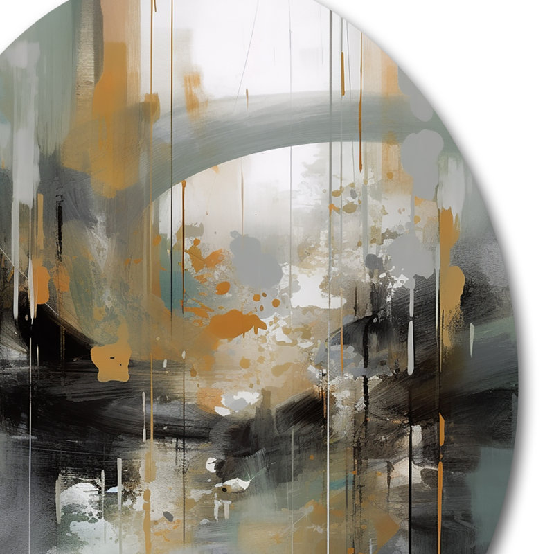 «Abstract Design Shapes V - Abstract Collages», art mural rond en métal, H 16 po x l 16 po x P 1 po