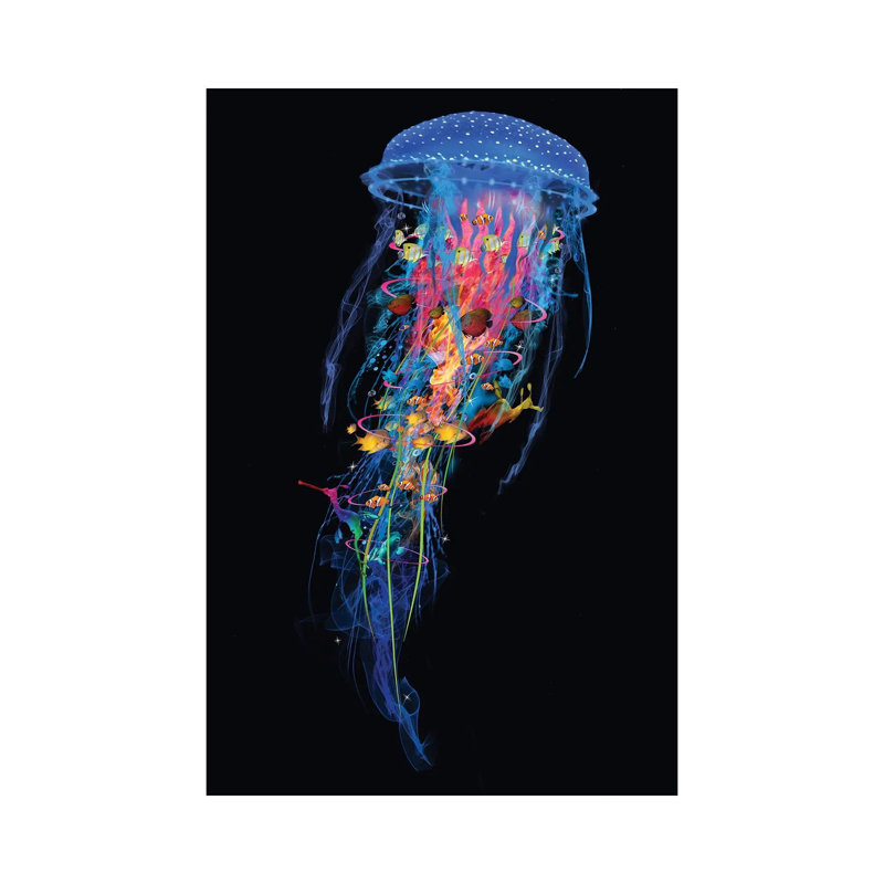 Electric Blue Jellyfish by David Loblaw - Wrapped Canvas Print, 66.04 cm H x 45.72 cm W x 1.91 cm D